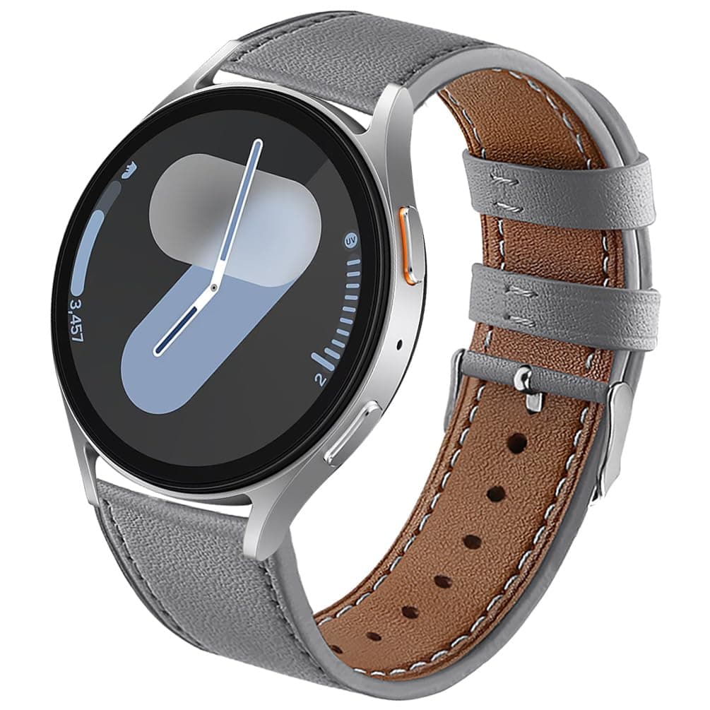 Leather Bands Compatible for Samsung Galaxy Watch 7 FE 6 5 4 Band 40mm 44mm, Watch 5 Pro 45mm/ 6 4 Classic 42mm 46mm 43mm 47mm/Active 2, 20mm Comfortable Replacement Strap Wristband