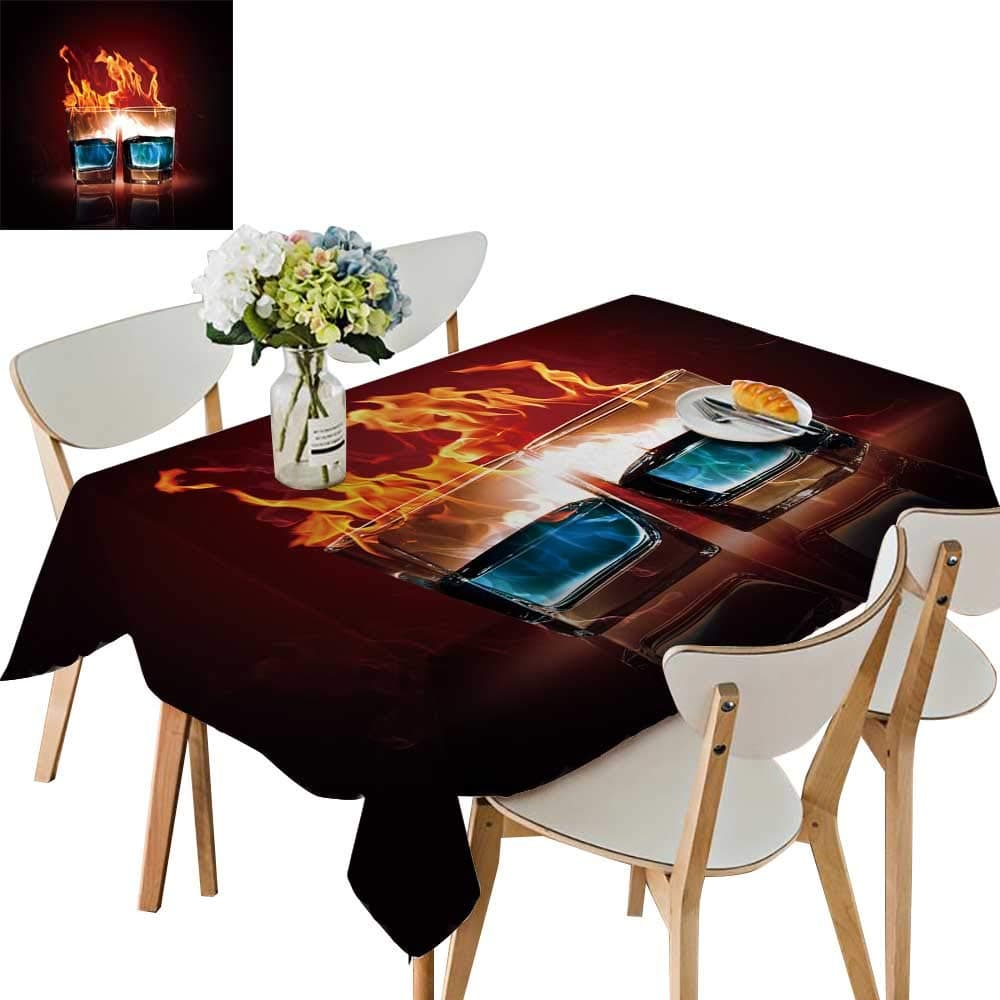 UHOO2018 100% Polyester Tablecloth Two Glasse Burn emeral Absinthe Square/Rectangle Multicolor,52 x 640inch