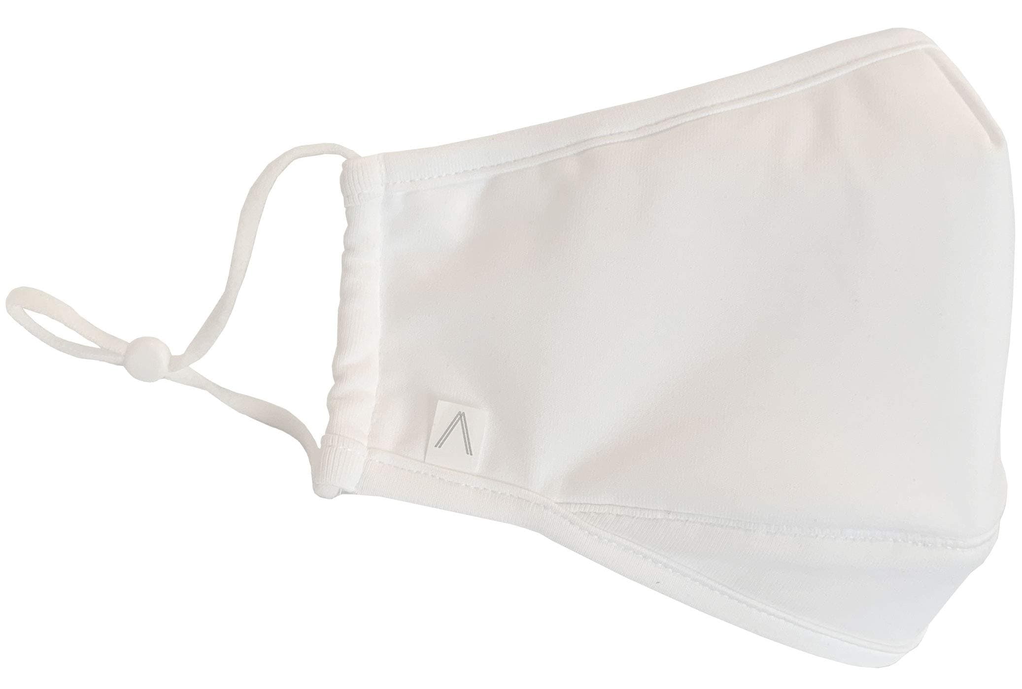 Lunair The Protector Face Mask White | Ultra-Soft, Reusable and Washable, Moldable Nose Bridge, Elastic Ear Loops with Adjustable Silicone Bead, Inside Pocket, Treated with Fuze Technology