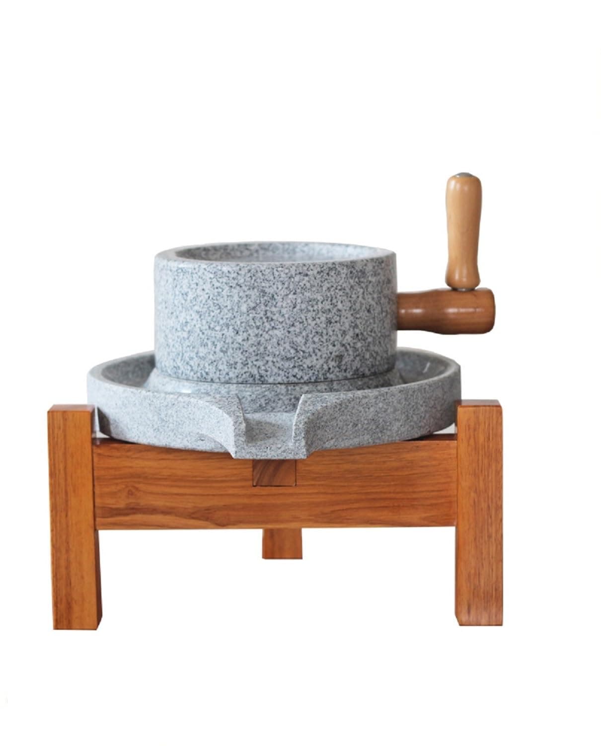 WANLIAN Coffee Grinder,Stone Mill,Hand Stone Mill, Grinding Wet Soybean Milk, Wheat Flour, Corn Juice, Sesame Seeds, Almonds,Peppers,Spices, Mung Beans,with Wooden Frame (7.87 * 11.8, White)