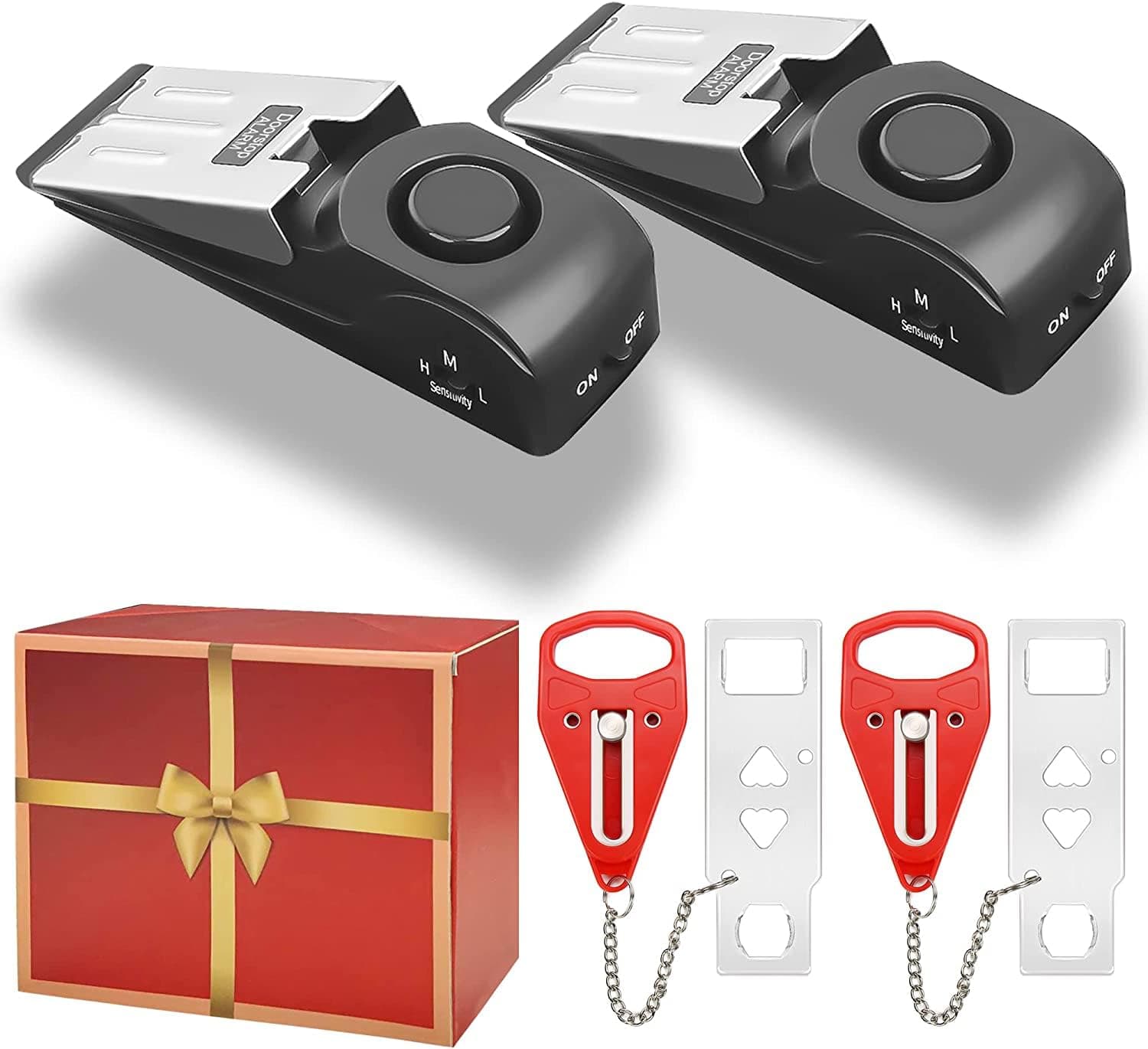 AceMining Portable Door Lock Home Security Door Lock Travel Lockdown Locks for Additional Safety and Privacy Perfect for Traveling Hotel Home Apartment College - 4 Pack