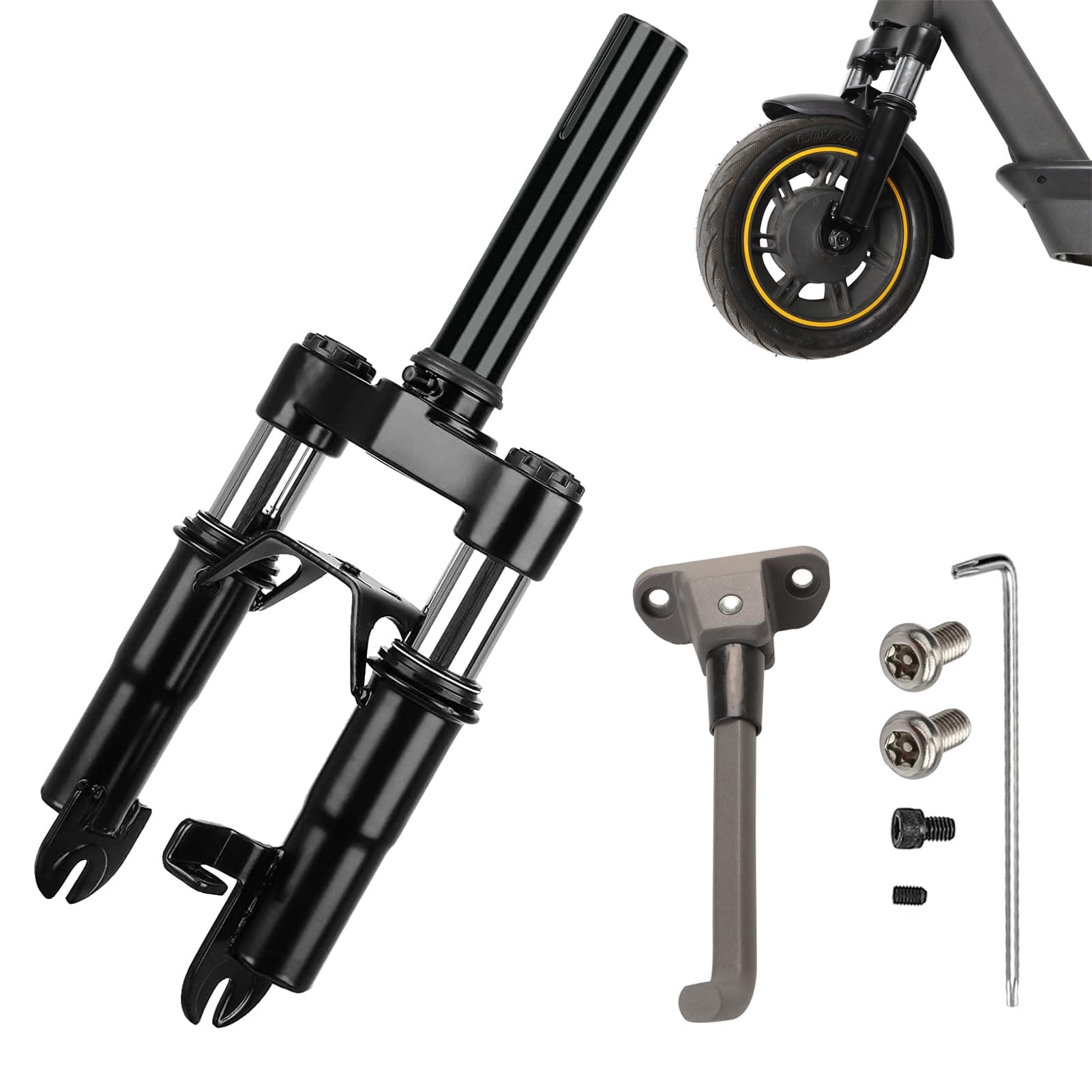 Electric Scooter Front Suspension Kit Spring Fork Compatible with Max G30 G30LP Segway Ninebot Electric Scooter Shock Absorption Parts Anti-Vibration Accessories with Foot Stand