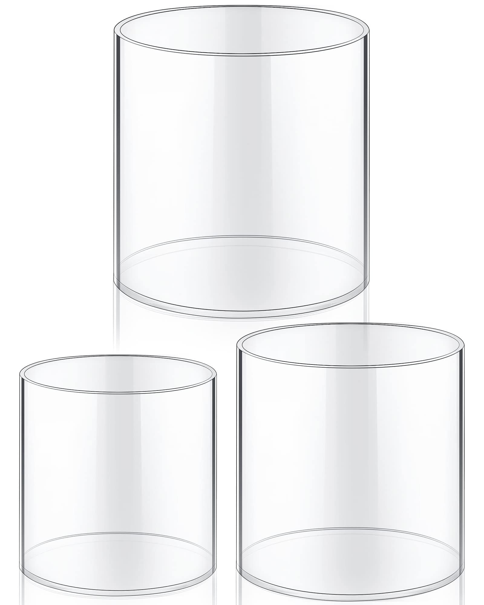 meekoo 3 Pcs Flower Acrylic Vase Cylinders Round Decorative 6 x 6 in, 5 x 5 in, 4 x 4 in Vase Break Resistant Acrylic Flower Cylinder for Centerpiece Home Wedding Decor(Classic)