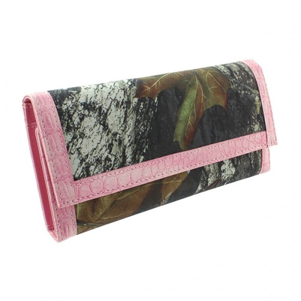 Mossy Oak Licensed Camouflage Camo Women Trifold Wallet Pink Trim