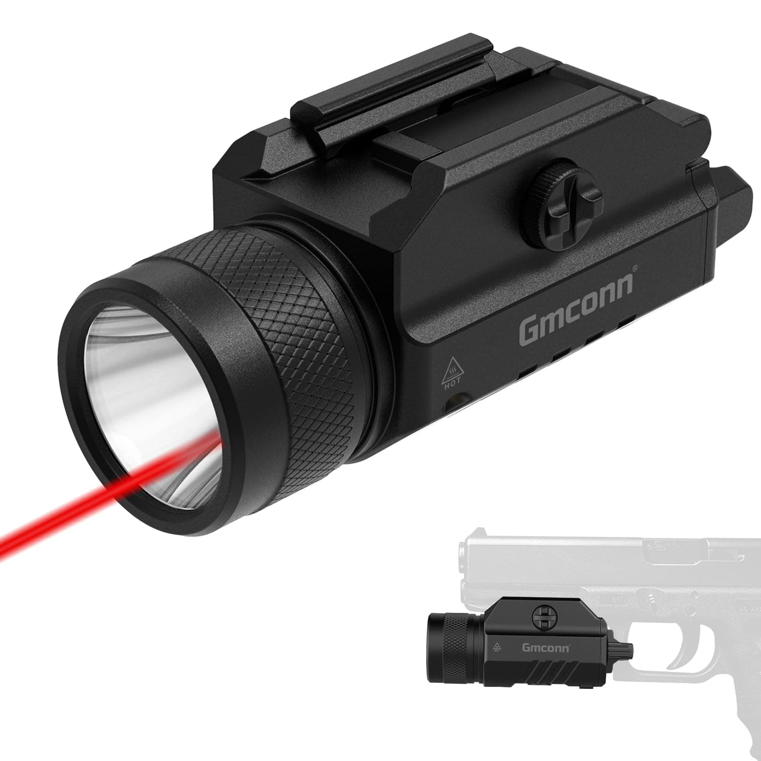 Gmconn 1250 Lumen Tactical Flashlight Red Laser Light Combo, Rechargeable Pis...