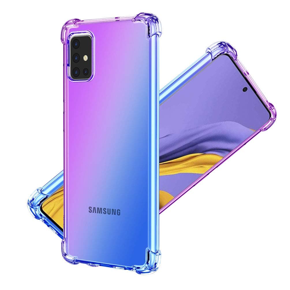 Sankel Compatible for Samsung Galaxy A71 Case,Women Soft TPU Bumper Slim Fit Galaxy A71 Cover Gradient Clear Reinforced Corner Phone Protective Cases for Samsung Galaxy A71 6.7" 2019 (Purple Blue)