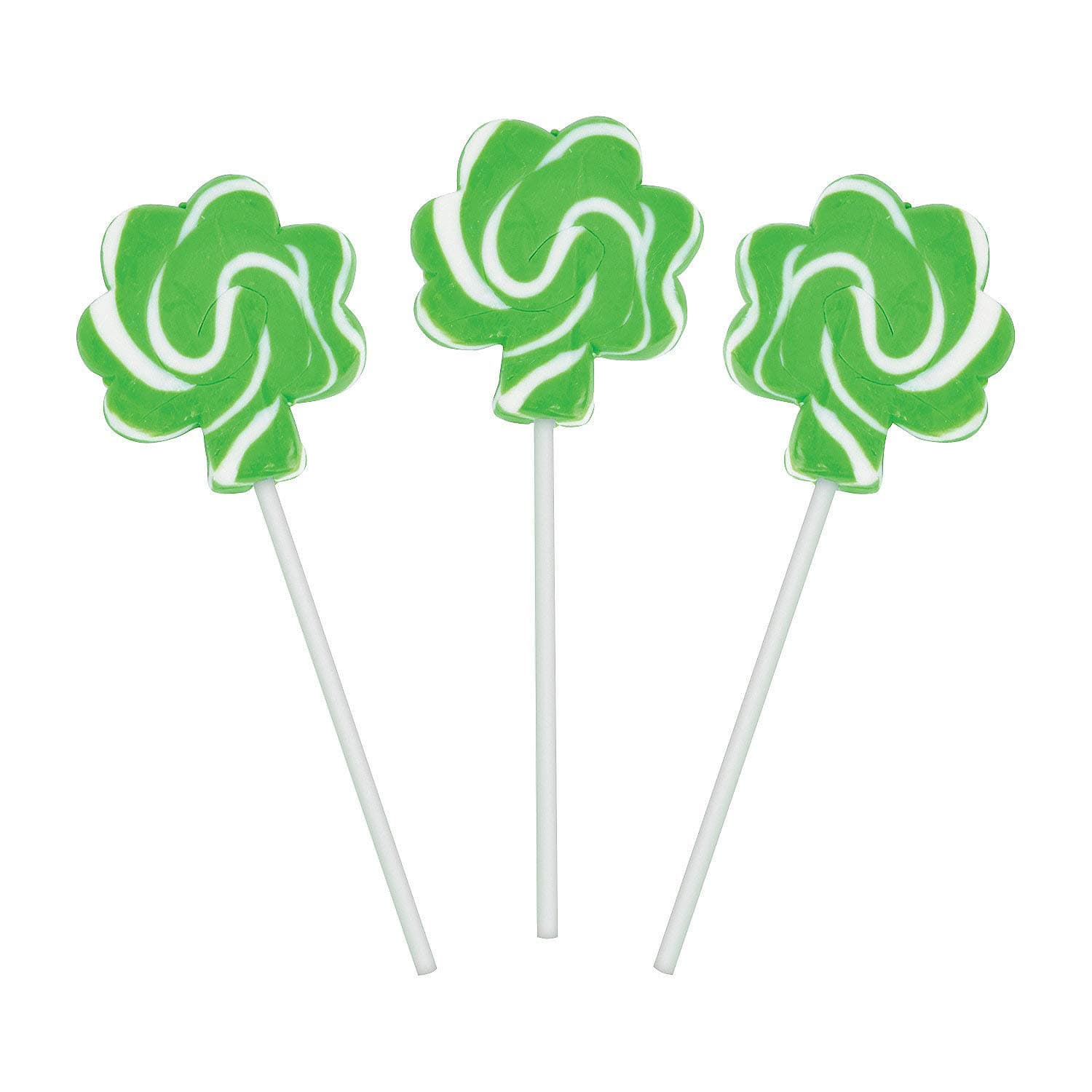 Shamrock Swirl Suckers for St. Patrick's Day - 12 Individually wrapped lollipops - Leprechaun St. Pat's Day Candy and Party Supplies