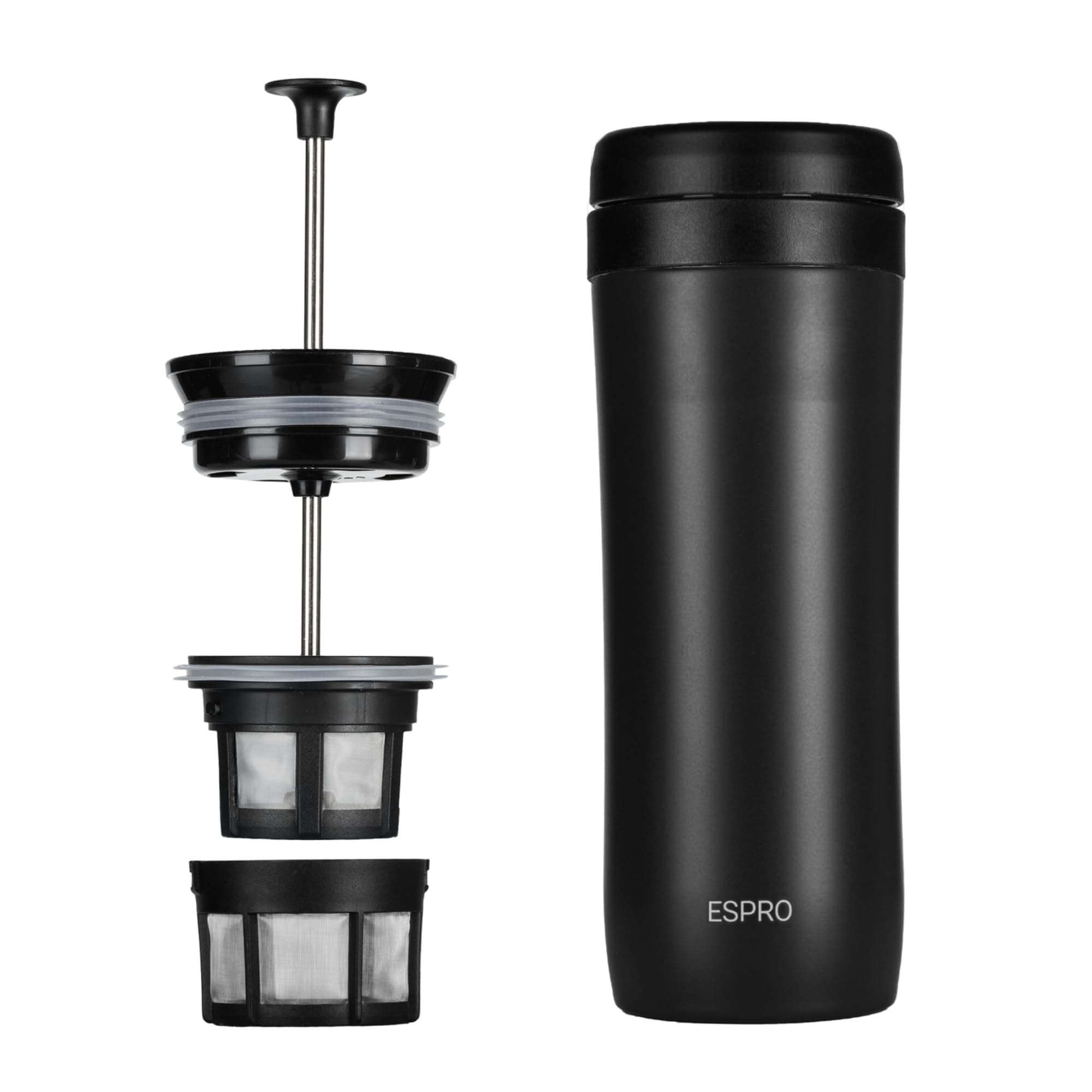 Espro Stainless Steel Travel Coffee Press with double filter - Black