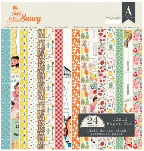 Authentique Double-Sided Cardstock Pad 12"X12" 24/Pkg-Saucy, 8 Designs/4 Each