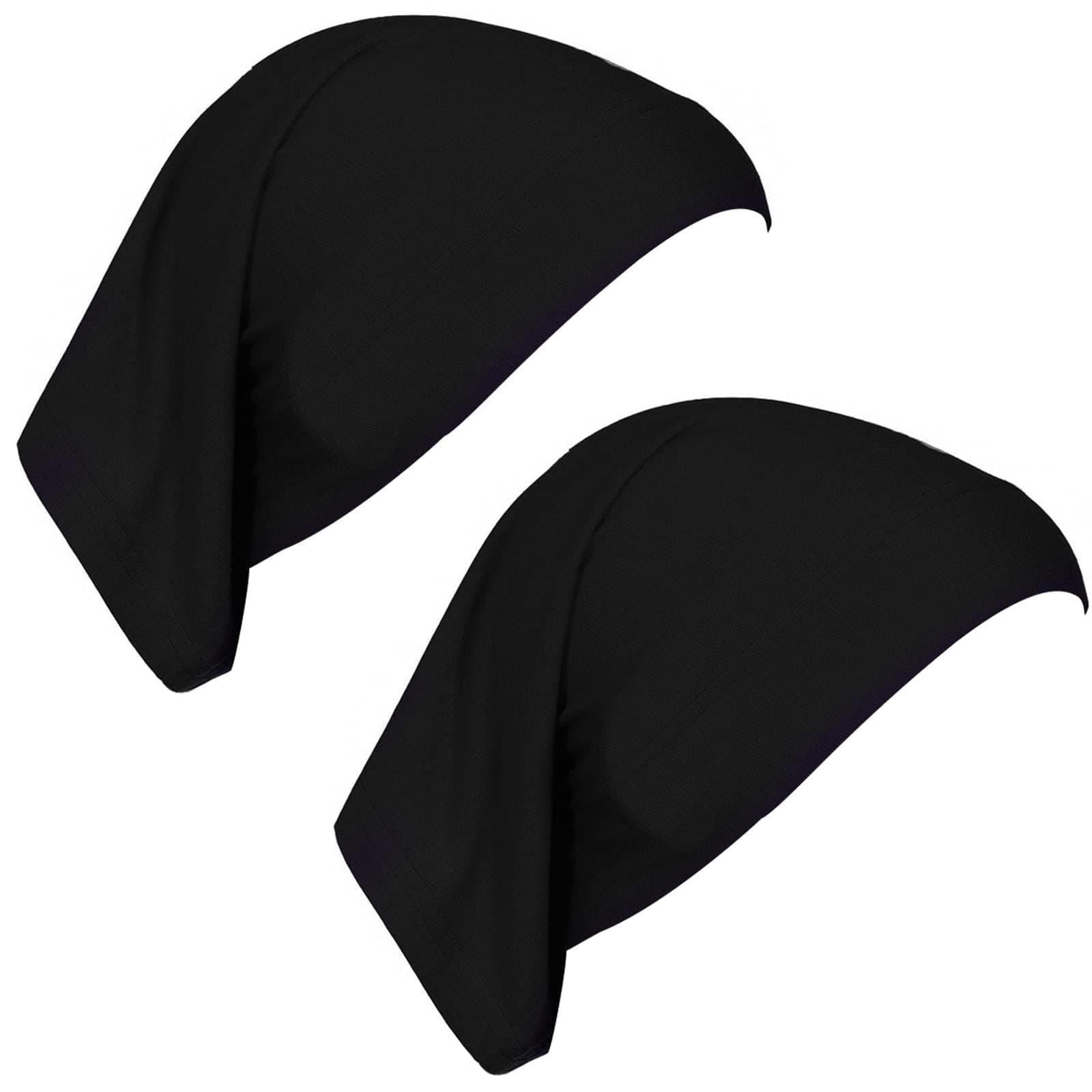 2 Packs Women's Breathable Cotton Tube Cap Underscarf Hijab Scarf for Muslim Women - Black