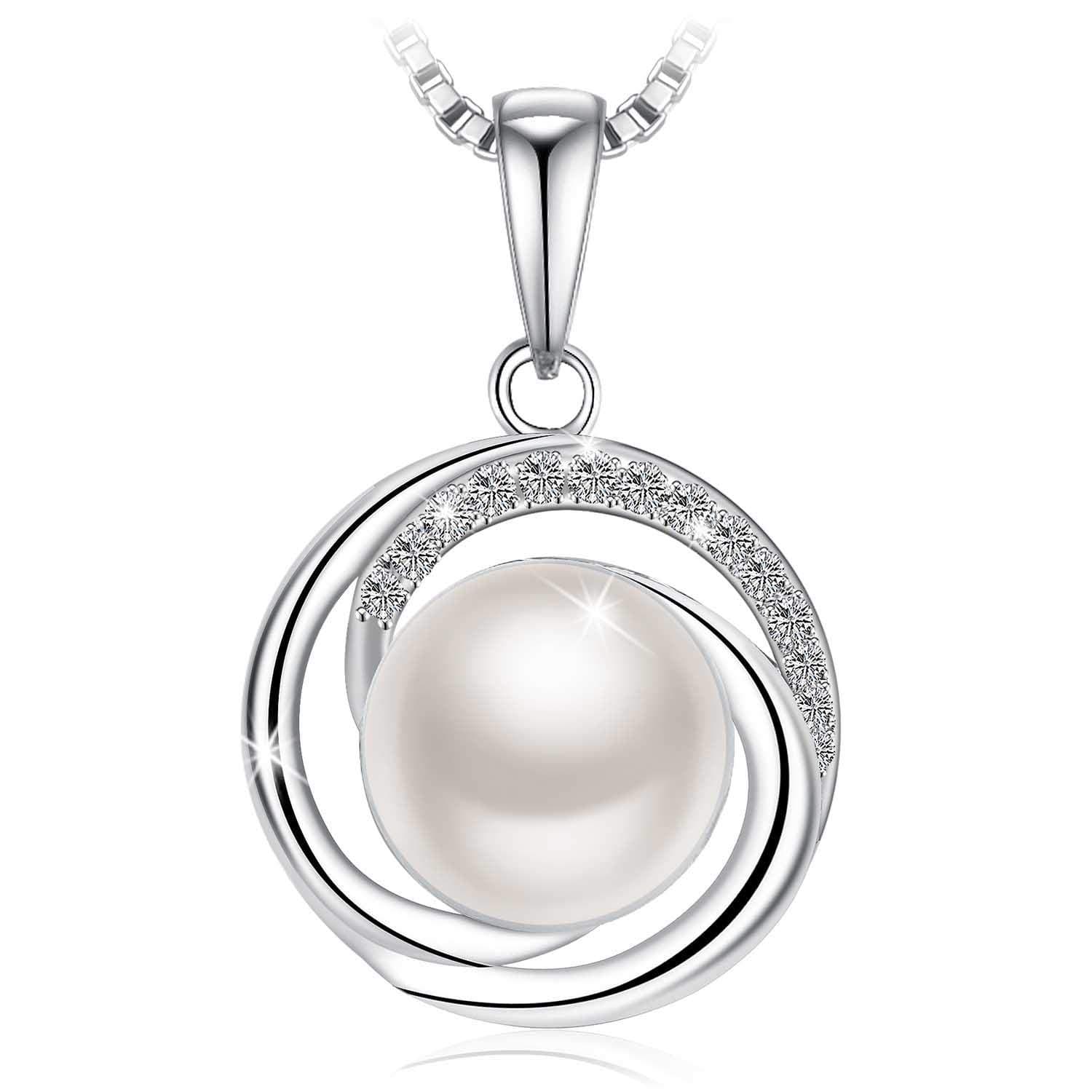 J.Rosée Fashion 925 Sterling Silver Pearl Pendant Necklace For Female Women Ladies Girls Gift Jewelry Jr692