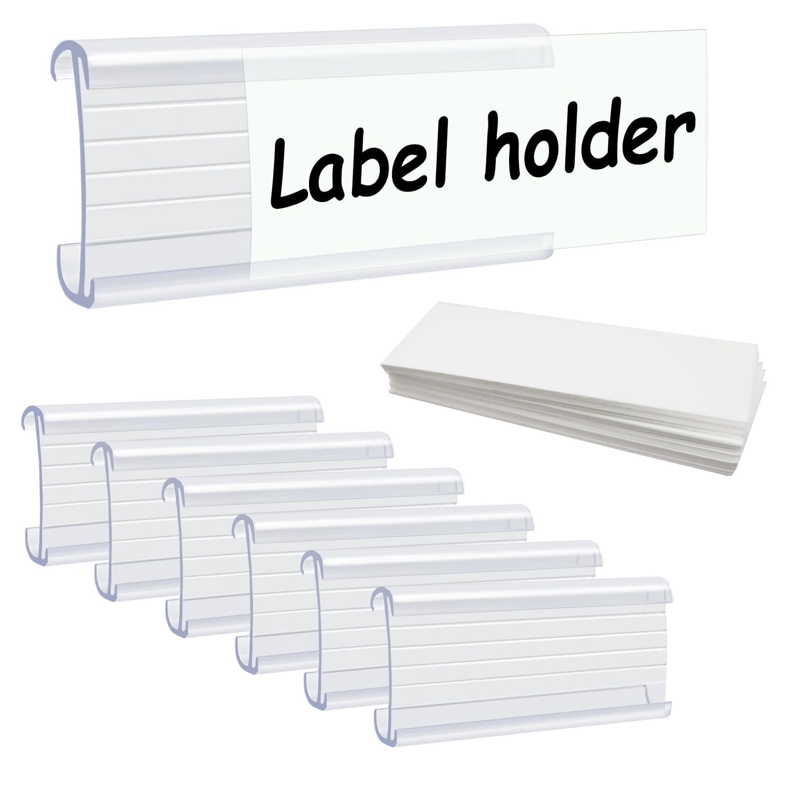 Wire Shelf Label Holders Compatible with Metro 1-1/4in Shelves, ELEMGULY 30 Pack 3in Lx1.4in H Plastic Wire Shelf Label Clips with Label Paper Removable Wire Rack Label Holder Display Clip