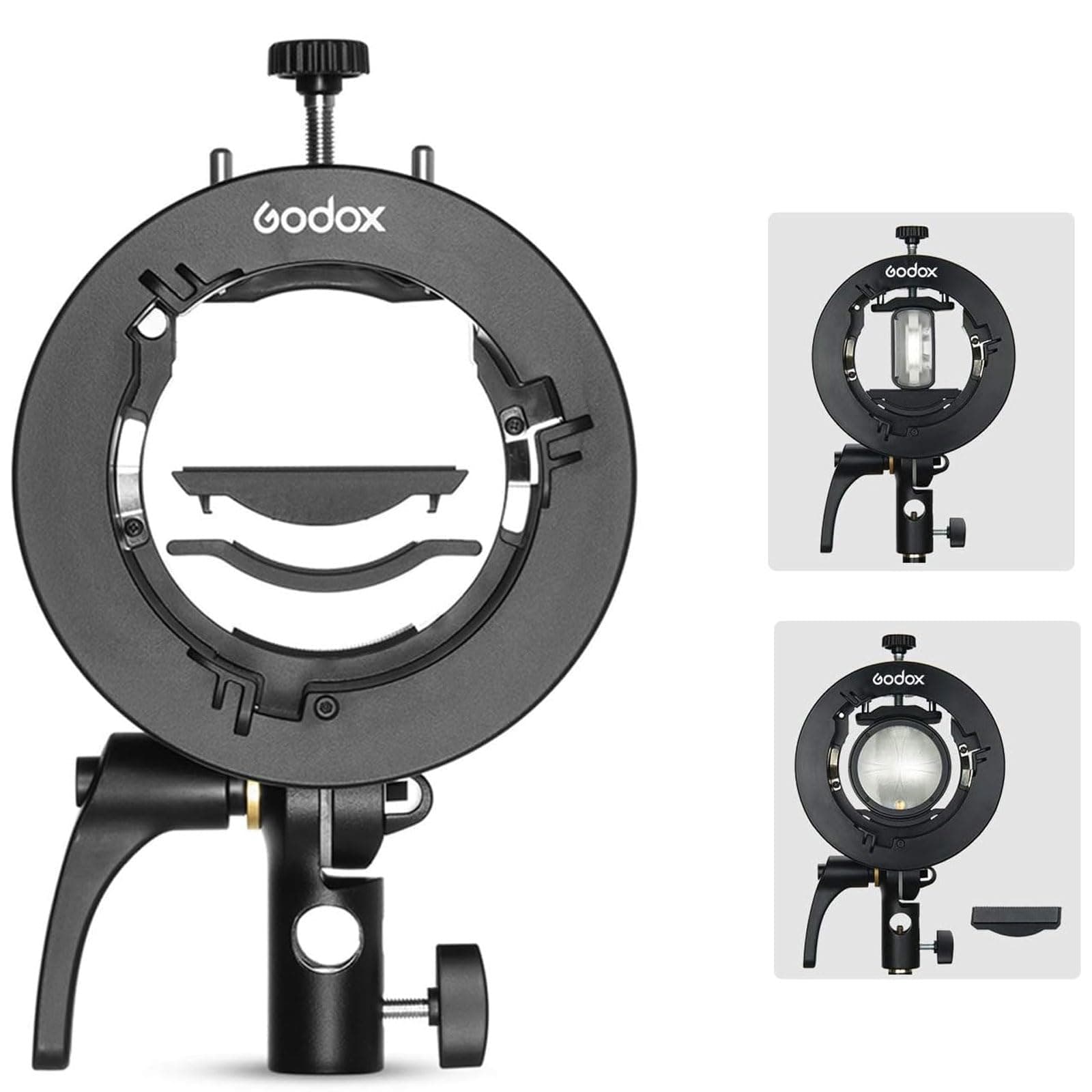 S2 Speedlite Bracket for Bowens Mount, S-Type Holder Updated Version for Godox AD200Pro AD200 V1 V860II V860III V850II TT685II TT600 TT520II TT350 Speedlite Flash, Snoot Softbox with USB Light
