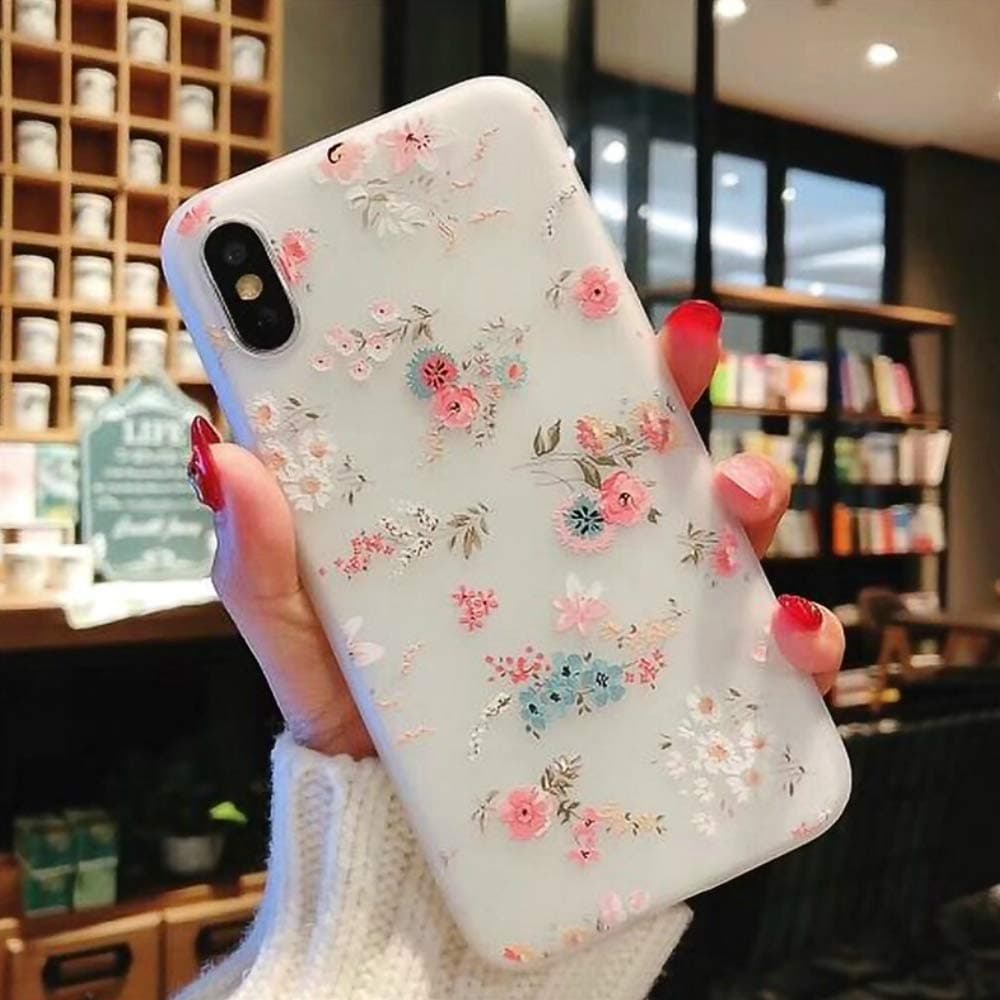 Enflamo Soft TPU Flower Printed Phone Case Back Cover for iPhone X/Xs (Silicone, White, Mix Lilies)