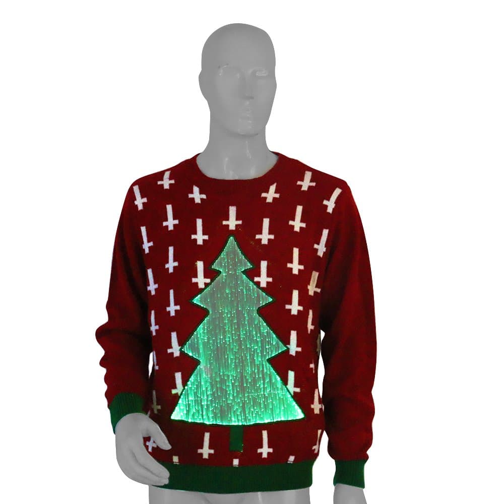 Ugly Christmas Sweater - LED Illuminated Tree Displaying 7 Alternating Colors For Any Holy Night!