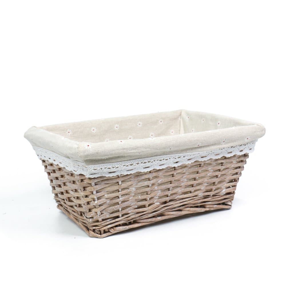 MEIEM Handmade Woven Wicker Storage Basket with Liner.Storage containers.Home Storage Bins for Toys Laundry Clothing Sundries Neatening (Large,Grey)