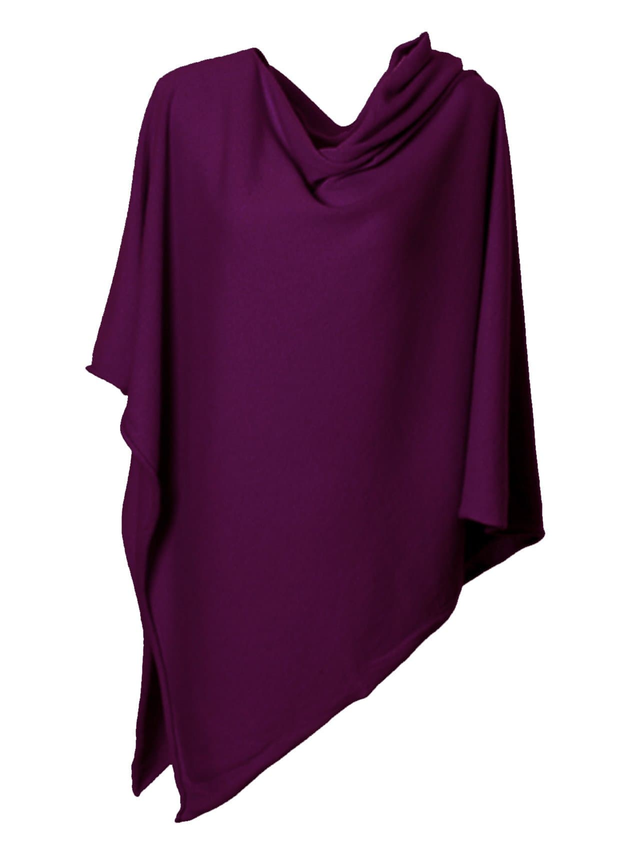 Anna Kristine Asymmetrical 100% Cashmere Draped Poncho Topper - Royal Violet