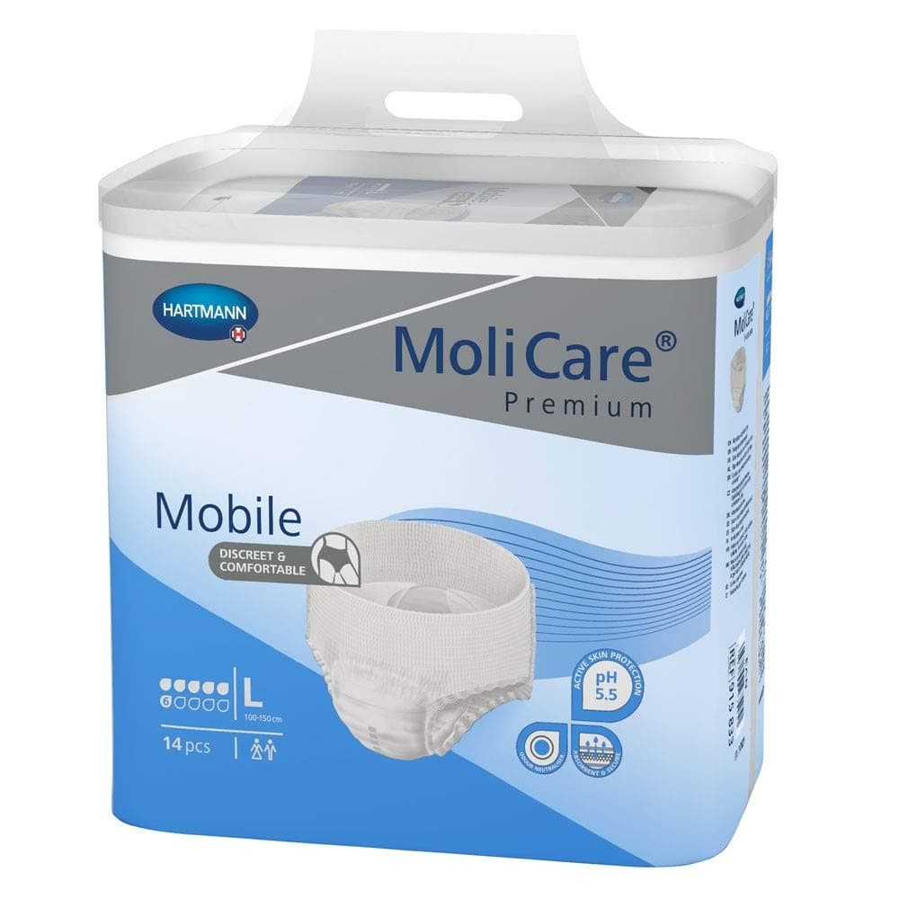 Molicare Mobile Absorbent Disposable Protective Underwear - Case/56 (Lg (40" - 59" Waist))