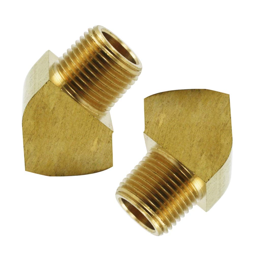Legines 45 Degree Street Elbow 1/4" NPT Male x 1/4" NPT Female Brass Pipe Fitting (Pack of 2)