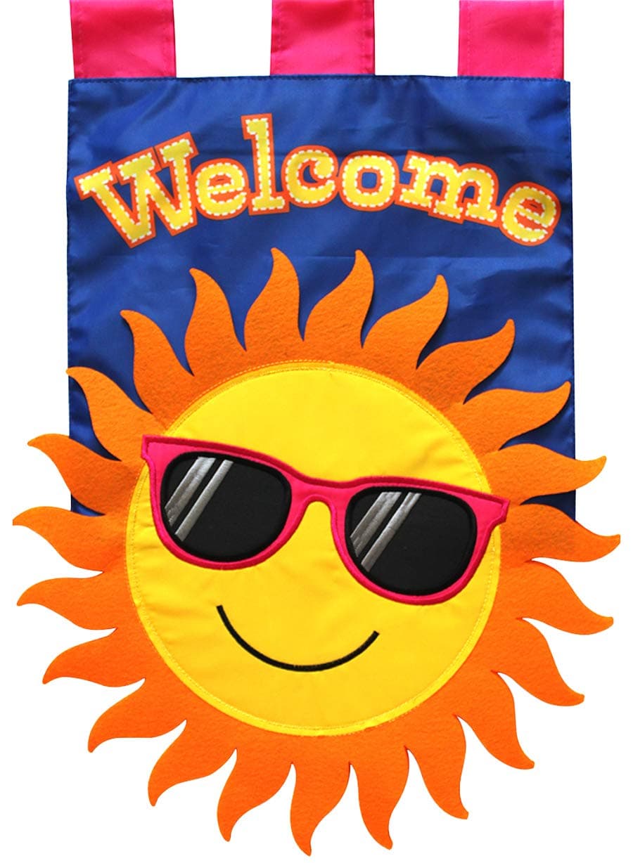 Summer Sun Applique Garden Flag Welcome Sunshine 12.5" x 18"