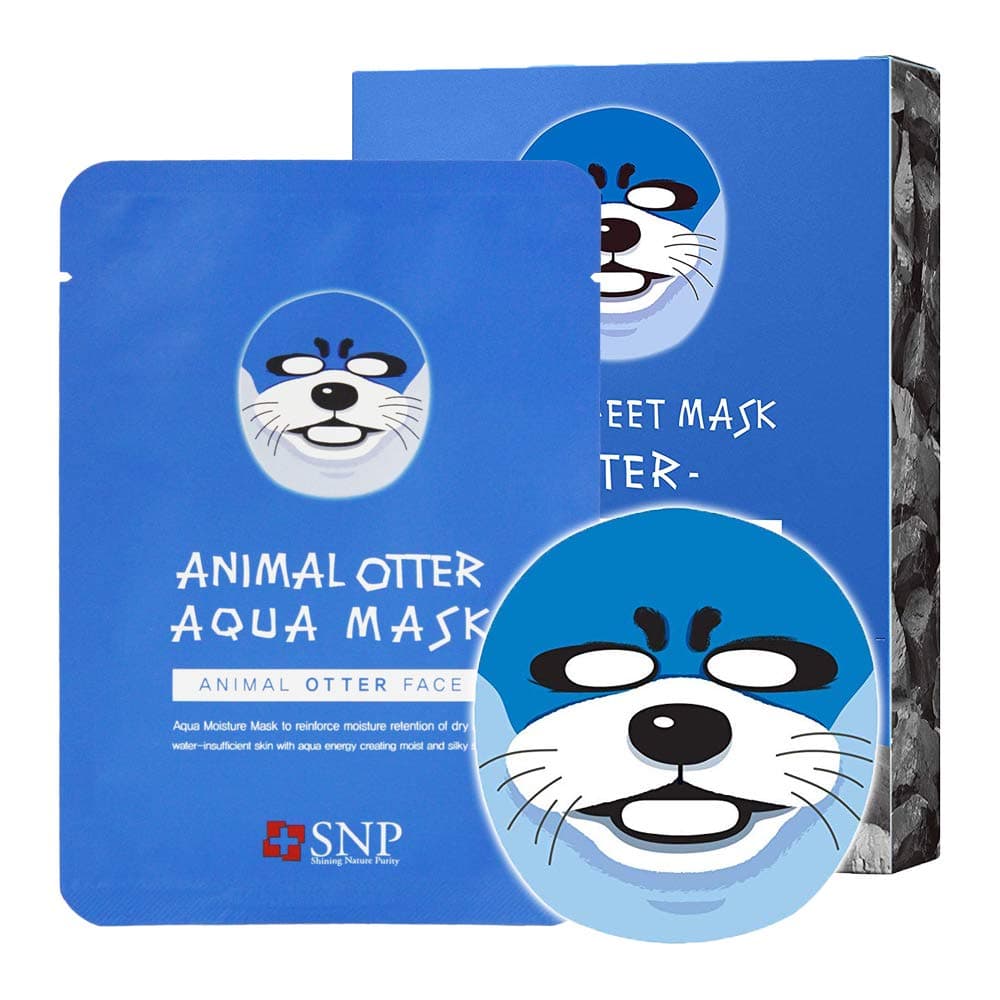 SNP - Animal Otter Aqua Korean Face Sheet Mask - Maximium Hydration & Protection for All Dry Skin Types - 10 Sheets - Best Gift Idea for Mom, Girlfriend, Wife, Her, Women