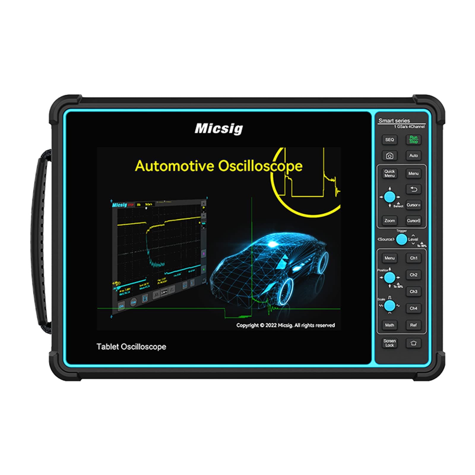 Micsig Oscilloscope SATO1004, Portable Handheld Automotive Oscilloscope with 4 Channels 100Mhz Bandwidth 1GSa/s Sampling Rate, 8" Touch Screen Tablet Oscilloscope