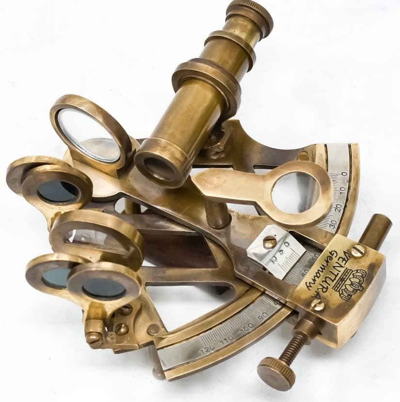 FYNJREX Solid Brass Marine Sextant Astrolabe Antique Reproduction Maritime Nautical Ship Celestial Instrument