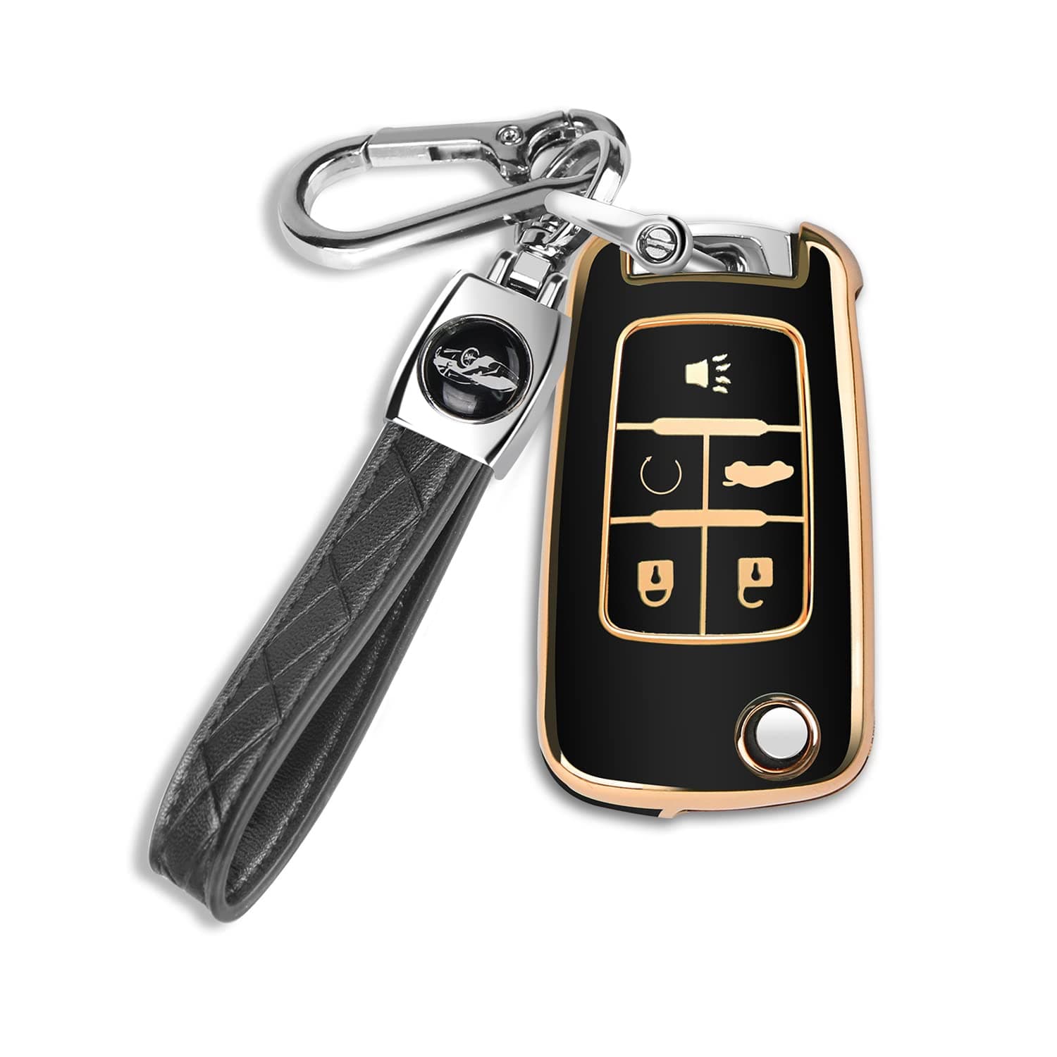 QBUC for Chevy Key Fob Cover Case with Keychain for Chevrolet Buick Camaro Cruze Equinox Malibu Impala Spark Sonic GMC