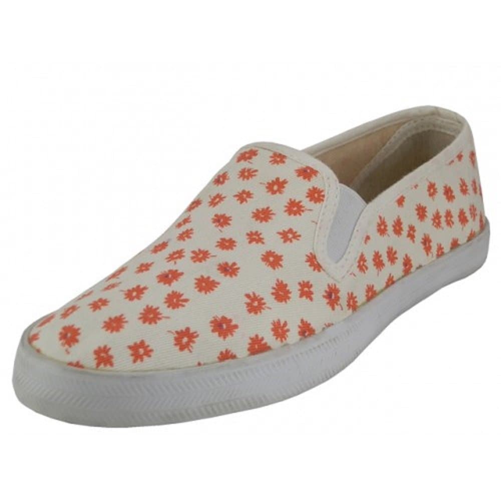 Women's Casual Slip ON Canvas Shoes Black/Coral/White - Sizes 5-11 (7, Coral Print)