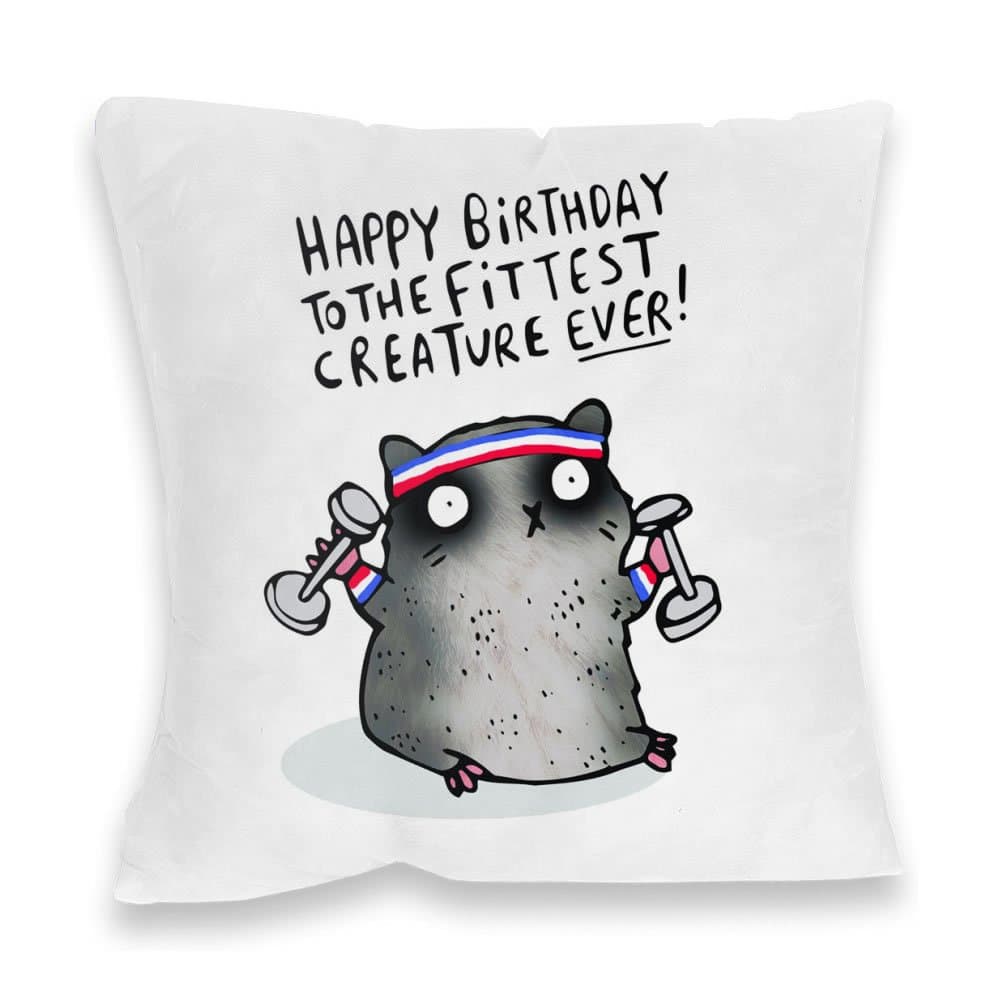 Katie Abey Fittest Creature Ever' Print Cushion, Polyester, Multicolour, 40 x 40 x 20 cm