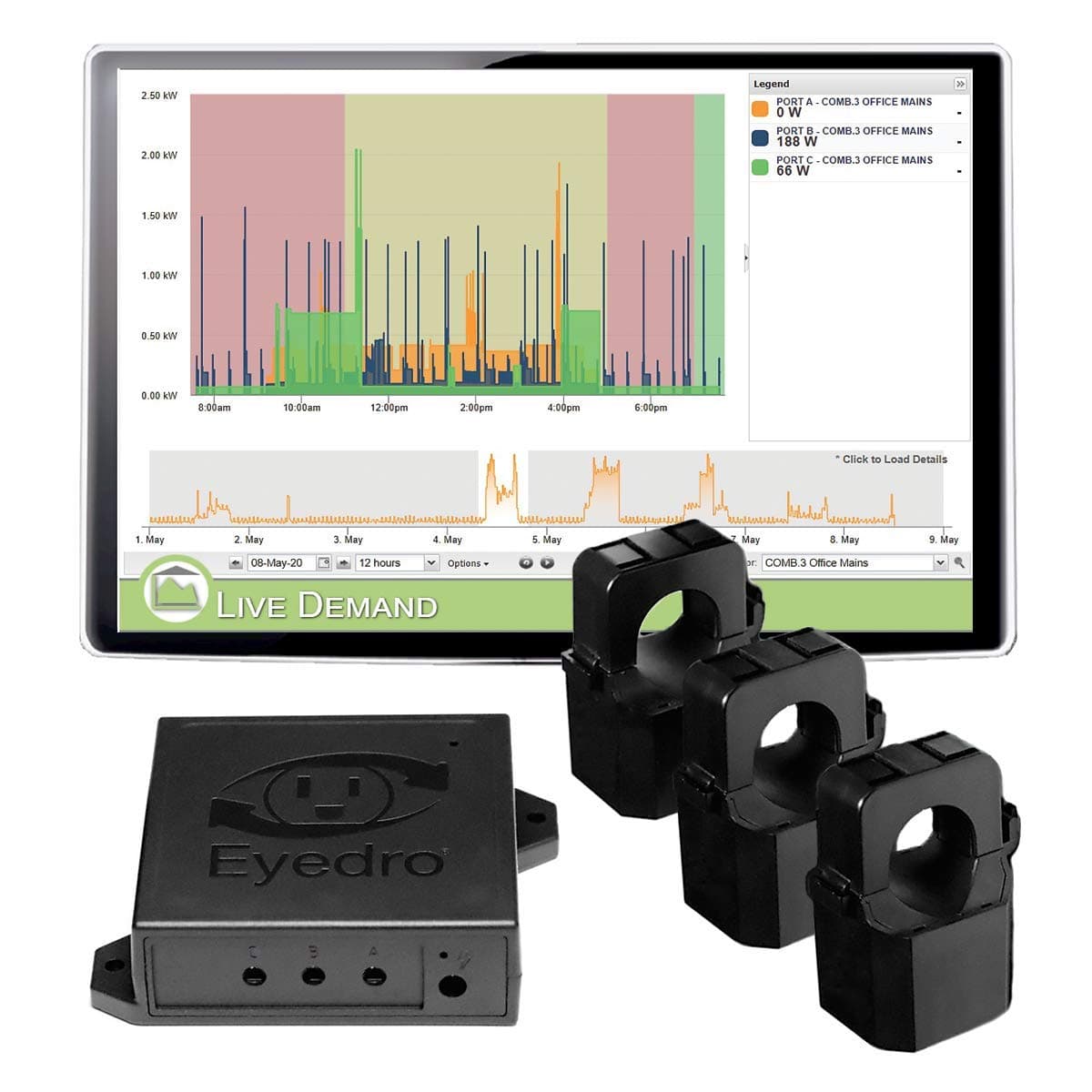 Business Wireless Expansion System - Designed to Track Real-Time Energy Usage, Provides Daily/Weekly/Monthly Power Consumption Reports/Estimates (3-Sensor Expansion w 3 200A Sensor)