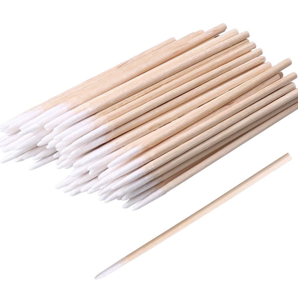 Cotton Buds, 400 pcs Cotton Swab, for Eyebrow Tattoo Beauty Make-up Color Nail Seam Dedicated Dirty Picking, Wood Handle Small Pointed Tip Head