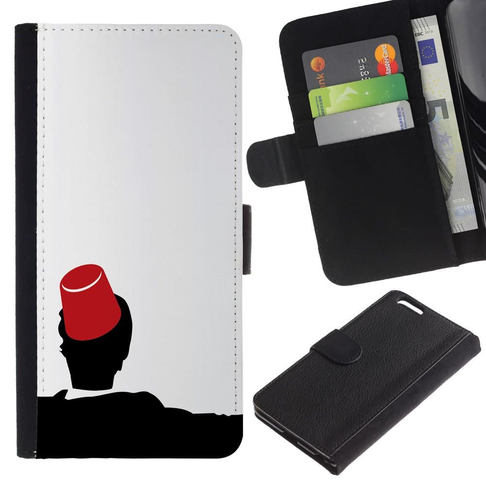 MobileX / Apple Iphone 6 PLUS 5.5 / Morocco Fez Marrakech Hat Tarboosh / Slim PU Leather Wallet Credit Card Case Cover Shell Armor