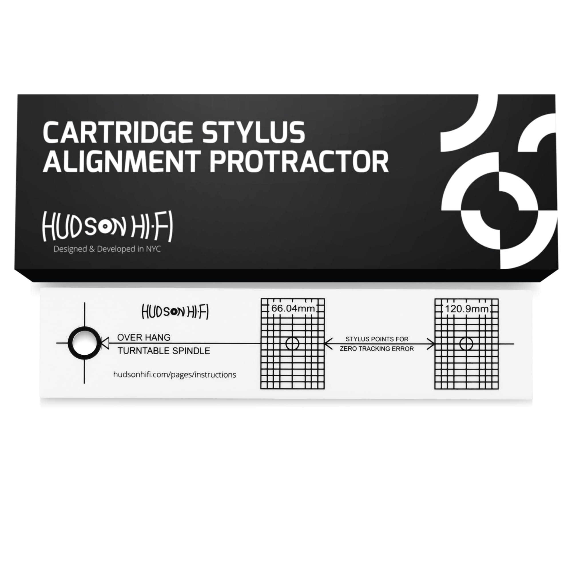 Hudson Hi-Fi Turntable Phonograph LP Phono Cartridge Stylus Alignment Protractor Tool–High Contrast (VTA Sold Separately)