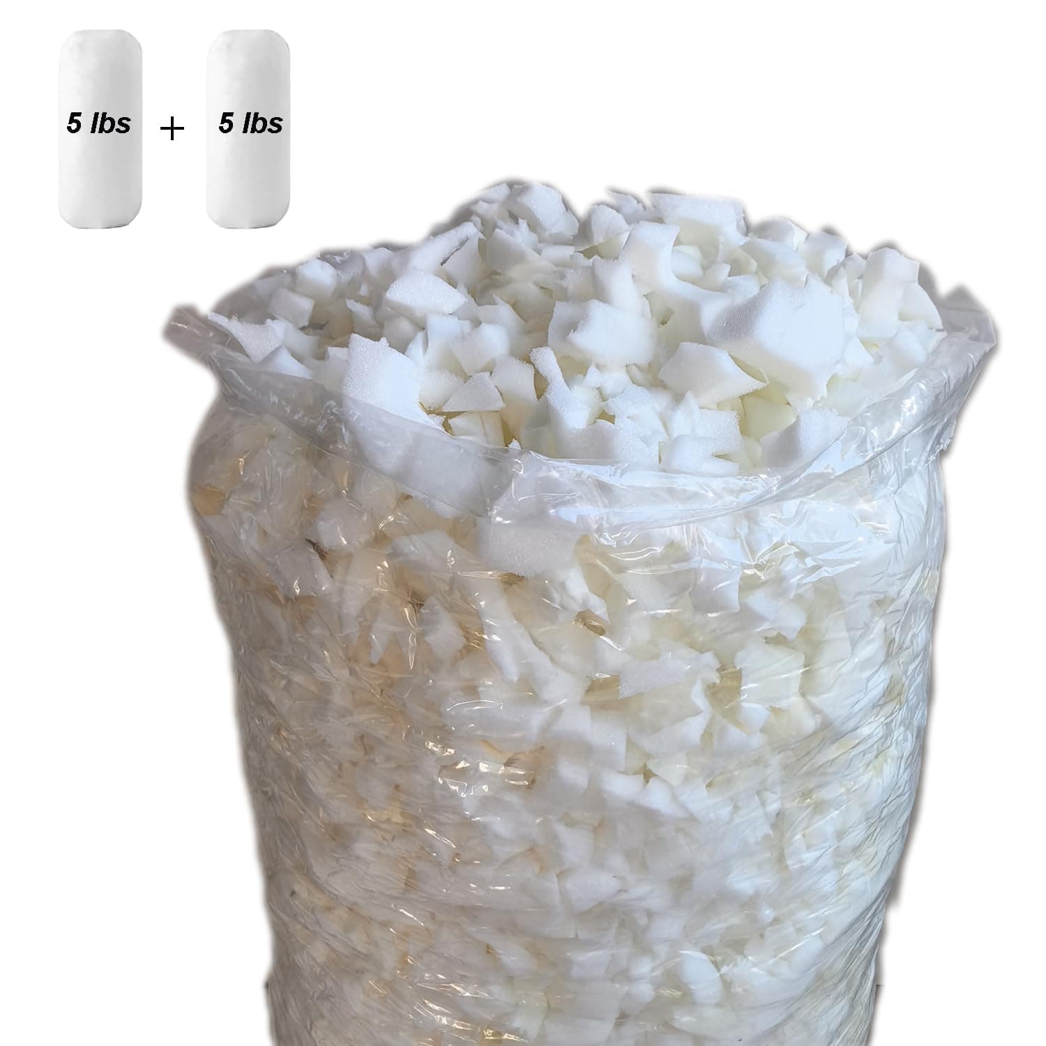 10lbs Shredded Memory Foam Filler or Bean Bag Filling, Premium Beanbag Stuffing/Foam Refill for Pillow, Dog Beds Chairs Cushion, Arts Crafts, Stuffed Animals (White,10lbs)
