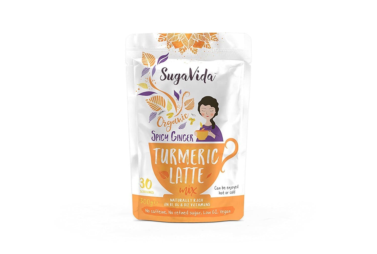 SugaVida Organic Spicy Ginger Flavour Turmeric Latte Mix, 300 g