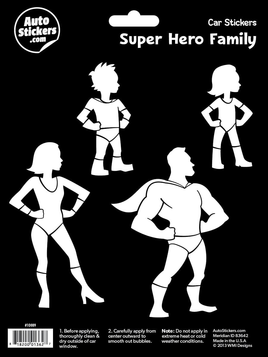 Super Hero Family Vinyl Car Stickers 4 Decals