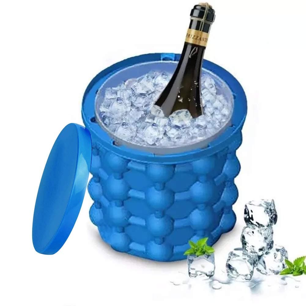 Dearlives Large Silicone Ice Bucket with Lid, Beverage Cooler, Portable Ice Maker Great for Indoor, Outdoor Refrigerator, Cocktail Party and Picnics Beach Outdoor