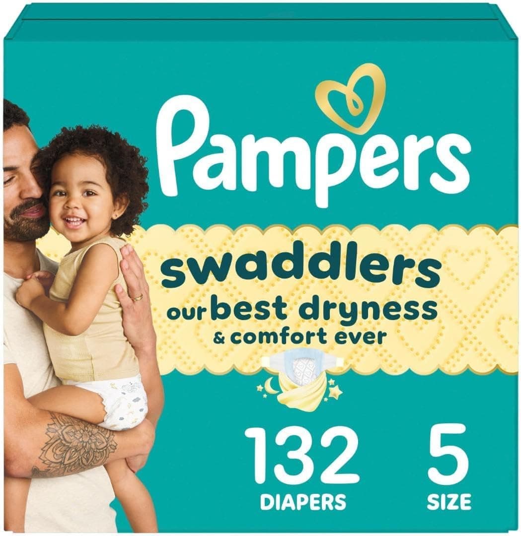 Pampers Swaddlers Disposable Diapers Size 5, 132 Count, ONE MONTH SUPPLY