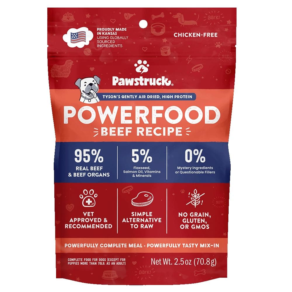 Pawstruck Air Dried Dog Food with Real Beef, Grain Free, Made in USA, Non-GMO, Vet Recommended, High Protein Limited Ingredient Full-Feed, All Breeds & Ages, 2.5oz Trial Bag