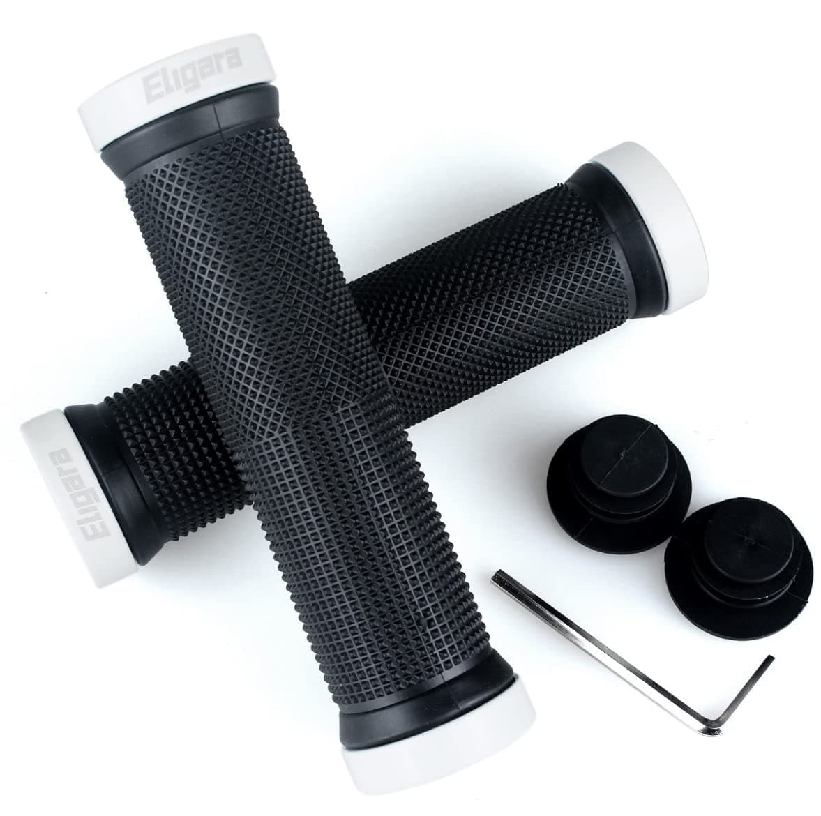 Eligara Bike Handlebar Grips, Non-Slip-Rubber Bicycle Handle Grip Aluminum Lock, Bike Grip Scooter Cruiser Tricycle Wheel Chair Mountain Road Urban Foldable Bike MTB BMX (White)