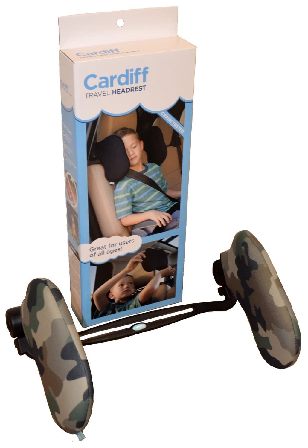 Cardiff Travel Headrest (Camo) The Best Neck Support Solution for Kids and Adults. Patented Product.