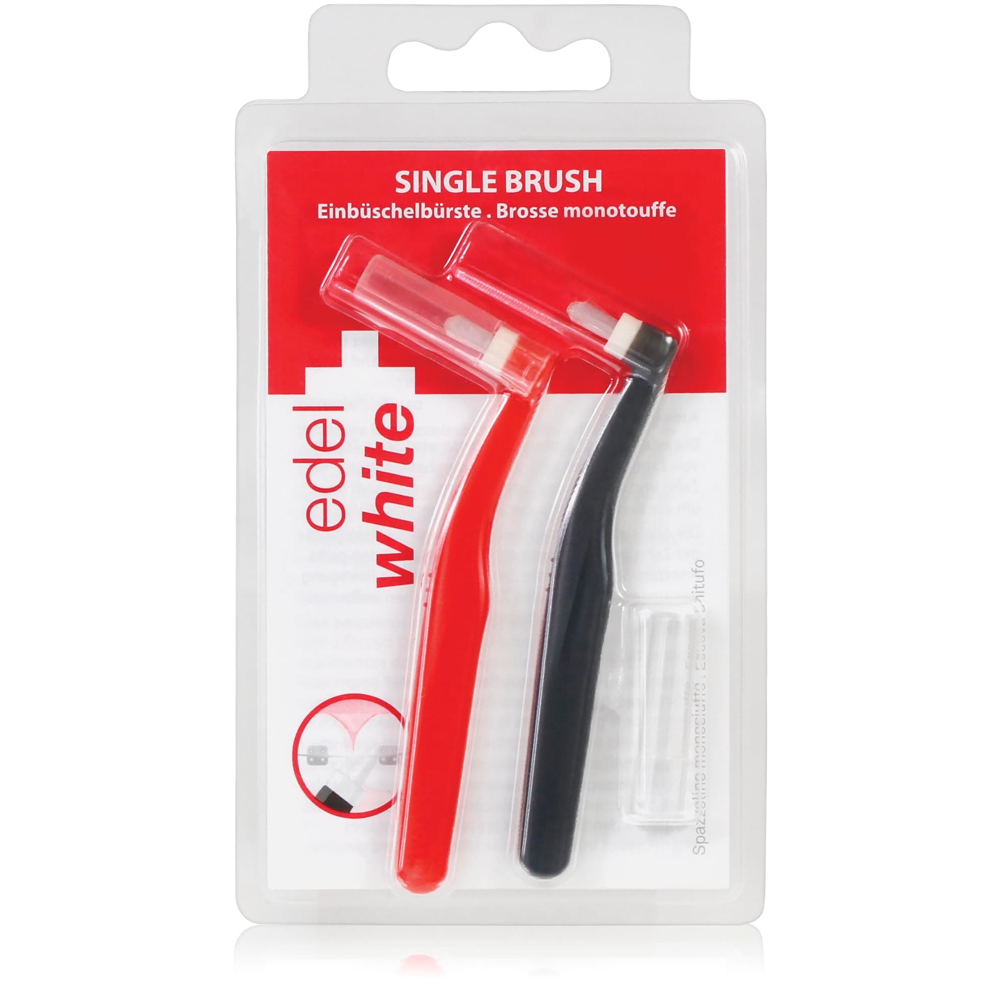 edel+white End Tuft Toothbrush 2 Pack – Small Head Sulcus Brush for Braces, Implants & Gumline – Special Brush for Precise, Focused Dental Cleaning