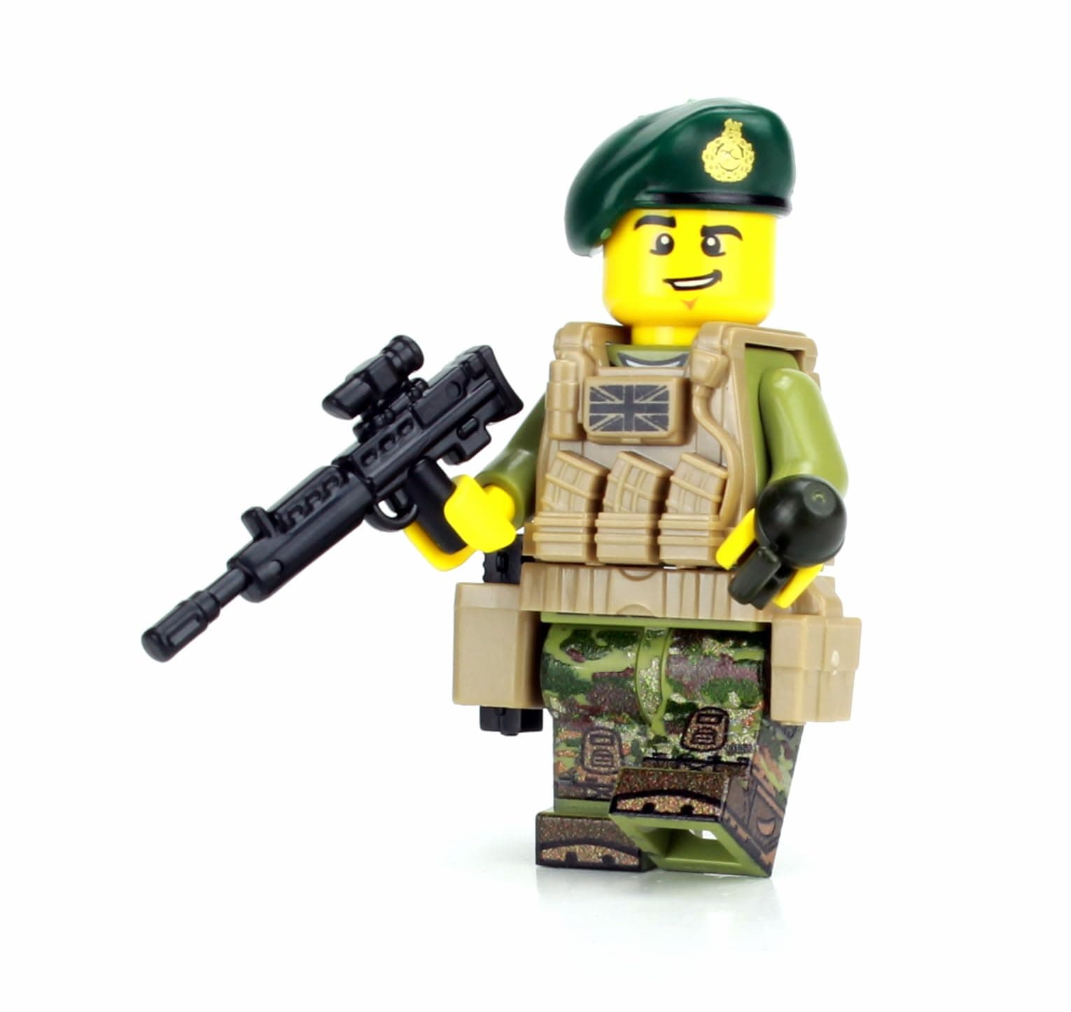 1.6 Inches Tall Royal Marine British Infantry Custom Minifigure | Collectible Genuine Military Minifig | Camo Printed in the USA | Great Gift for Ages 8+ to Adult AFOL