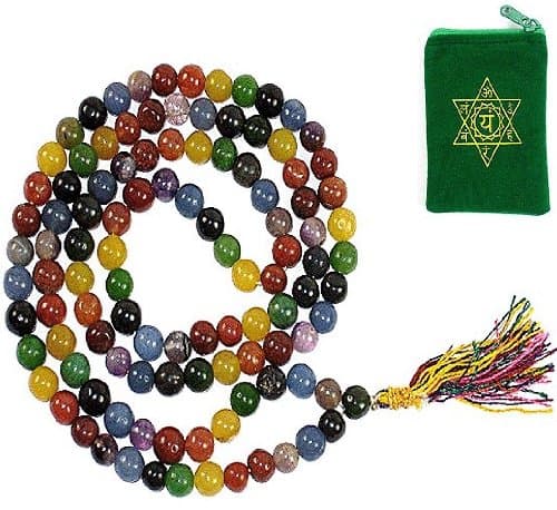 CHAKRA MALA 108 PRAYER BEADS w/ Sanskrit Chakra Pouch
