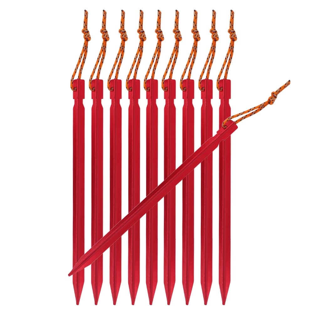 Hikemax 7075 Aluminum Tent Stakes with Carrying Pouch - Ultralight 7" Hook Tent Pegs for Camping Trip, Hiking and Gardening