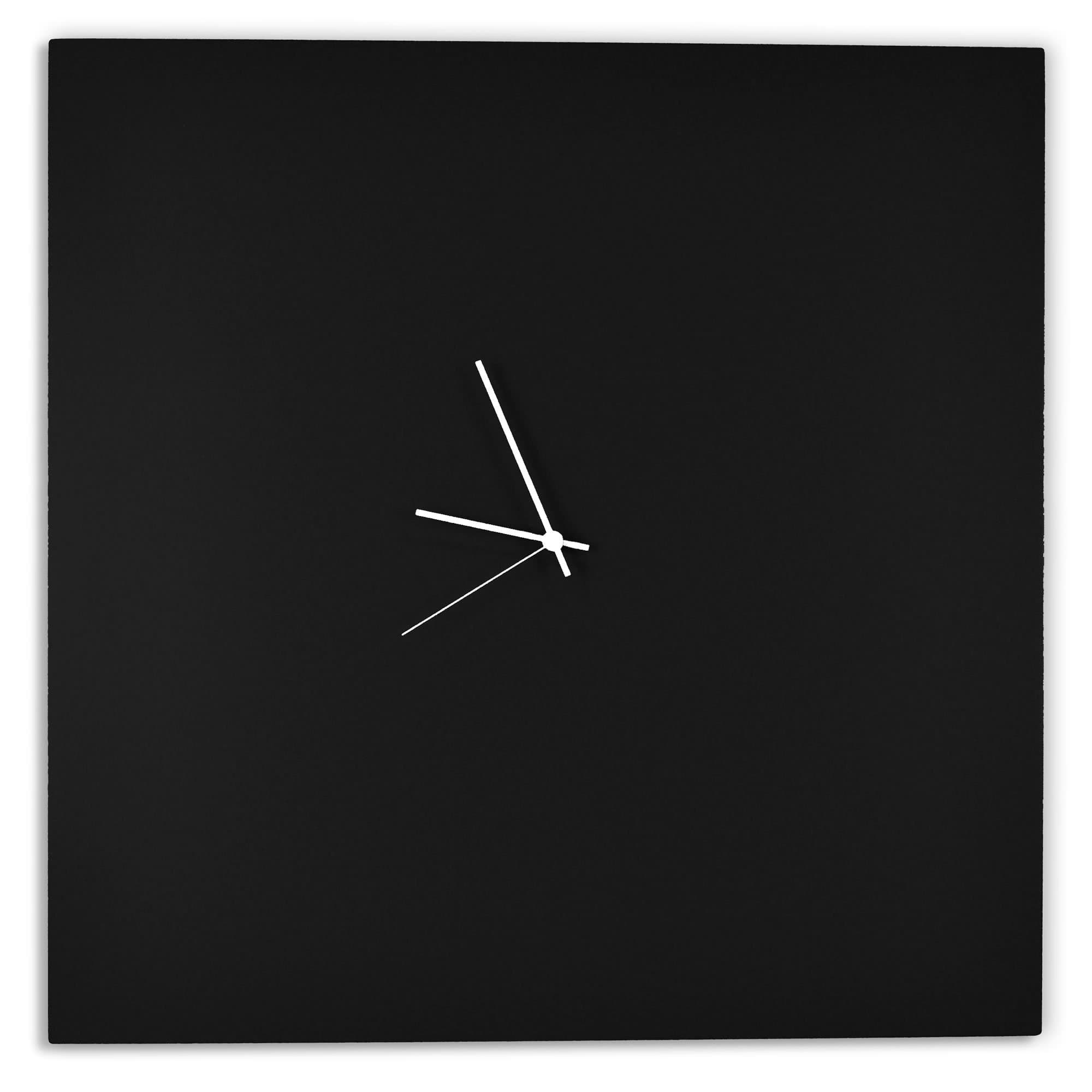 Modern Black Clock 'Blackout White Square Clock Large' Minimalist Metal Wall Clocks, Contemporary Decor - 23in. Black w/White Hands