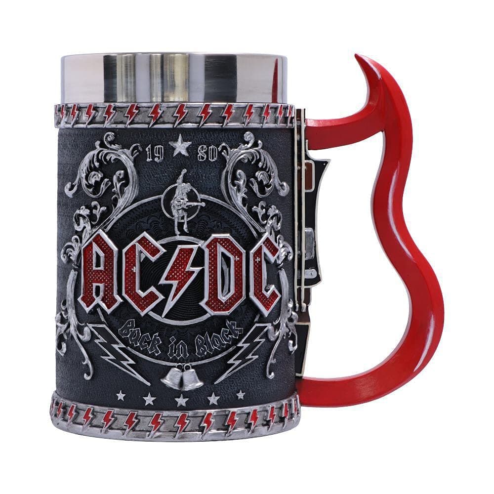 Nemesis Now Hard Rock Tankard, Hand-Painted Resin Beer Mug with Removable Insert, Metal Band Collectible Merch and Gift for Fans, 16cm - ACDC Back in Black