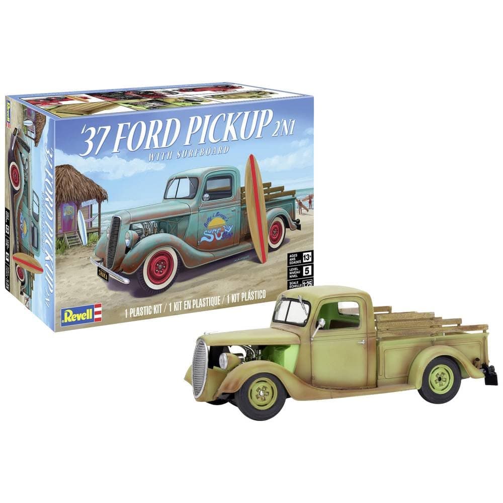85-4516 1937 Ford Pickup Truck 2N1 w/Surf Board Model Car Kit 1:25 Scale 162-Piece Skill Level 4 Plastic Model Building Kit