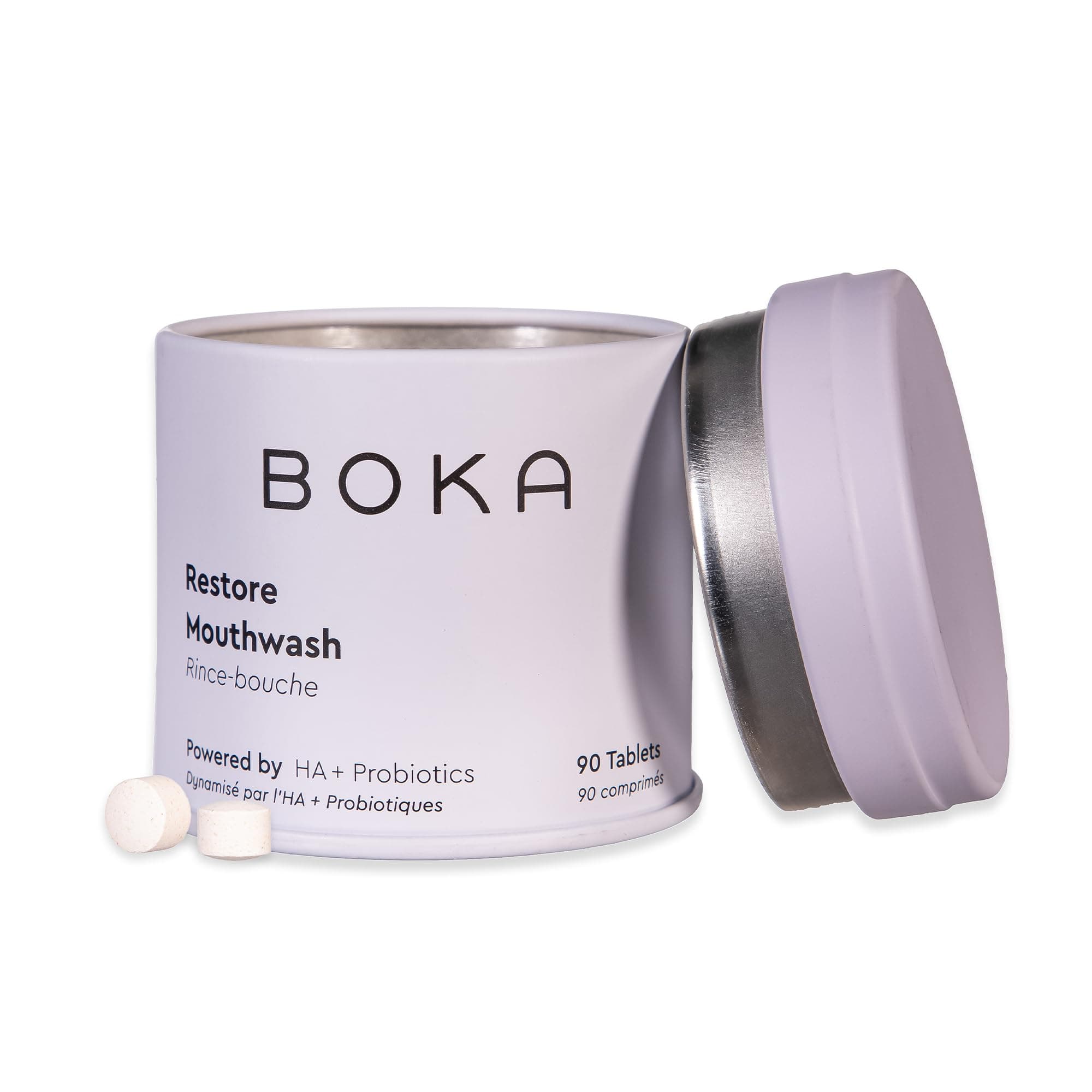 Boka Travel Size Mouthwash Tablets - Hydroxyapatite, Fluoride Free, Alcohol Free & Eco-Friendly - Chewable Tablet to Freshen & Kill Bad Breath Quickly, Remineralize Teeth Cleansing - 90 Pack